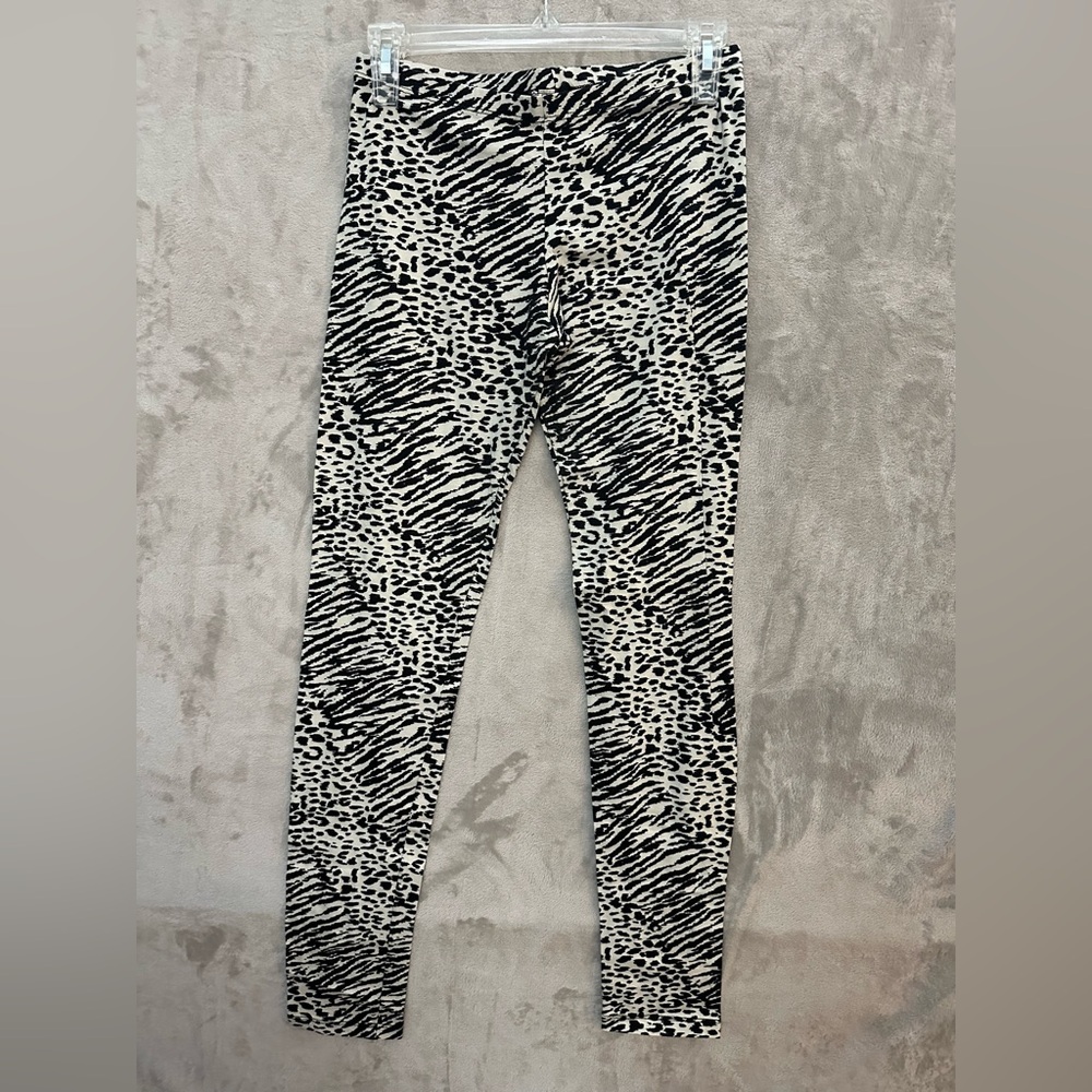 A'gaci Leggings Women Large Black White Zebra Print Stretchy Soft Made USA P1709
